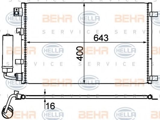 Конденсатор, кондиционер BEHR HELLA SERVICE 8FC 351 310-121