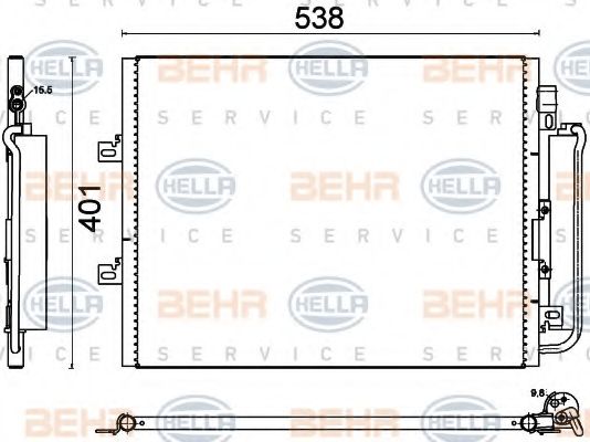 Конденсатор, кондиционер BEHR HELLA SERVICE 8FC 351 310-691