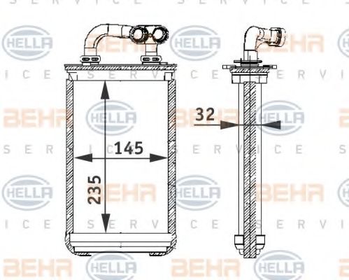 Теплообменник, отопление салона BEHR HELLA SERVICE 8FH 351 311-291