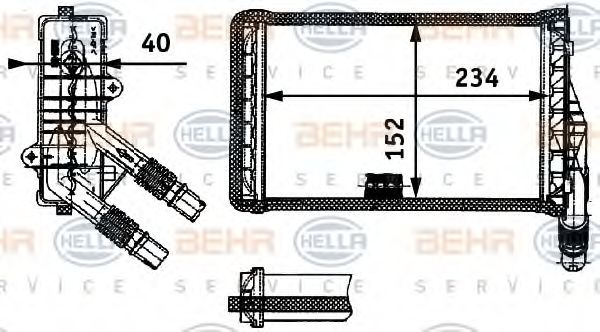 Теплообменник, отопление салона BEHR HELLA SERVICE 8FH 351 311-311