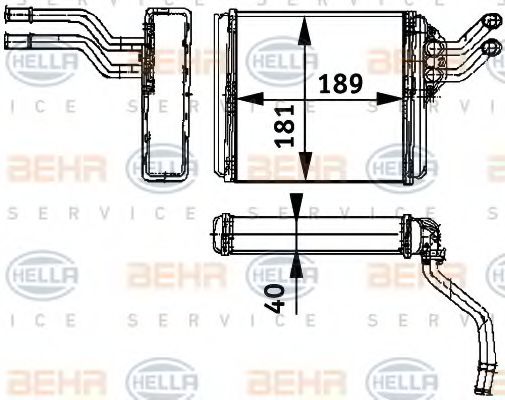Теплообменник, отопление салона BEHR HELLA SERVICE 8FH 351 311-411