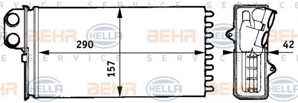 Теплообменник, отопление салона BEHR HELLA SERVICE 8FH 351 313-431