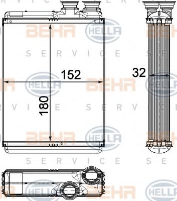 Теплообменник, отопление салона BEHR HELLA SERVICE 8FH 351 315-501