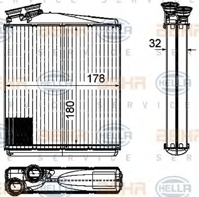 Теплообменник, отопление салона BEHR HELLA SERVICE 8FH 351 315-541