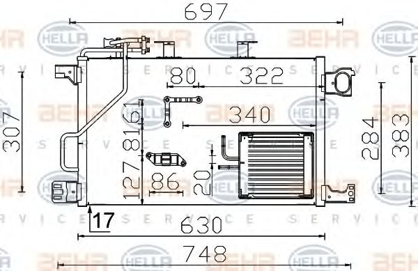 Конденсатор, кондиционер BEHR HELLA SERVICE 8FC 351 317-494