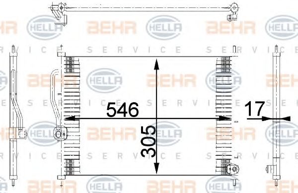 Конденсатор, кондиционер BEHR HELLA SERVICE 8FC 351 318-081