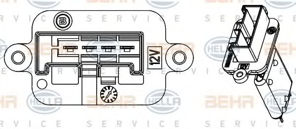 Сопротивление, вентилятор салона BEHR HELLA SERVICE 9ML 351 332-221