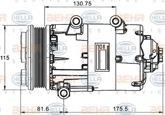 Компрессор, кондиционер BEHR HELLA SERVICE 8FK 351 334-051