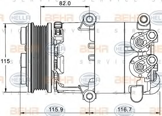 Компрессор, кондиционер BEHR HELLA SERVICE 8FK 351 334-061