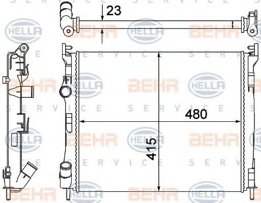 Радиатор, охлаждение двигателя BEHR HELLA SERVICE 8MK 376 700-381