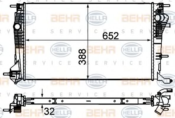 Радиатор, охлаждение двигателя BEHR HELLA SERVICE 8MK 376 700-421