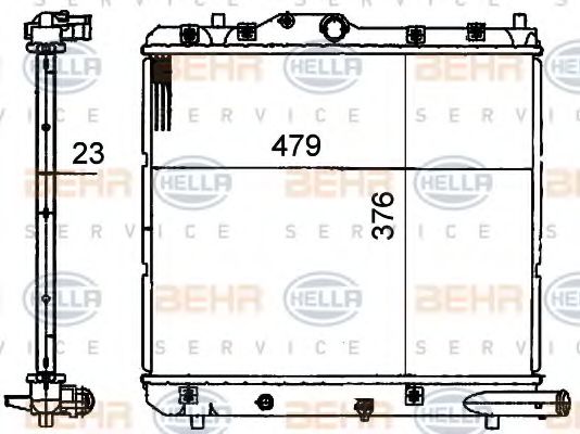 Радиатор, охлаждение двигателя BEHR HELLA SERVICE 8MK 376 701-101
