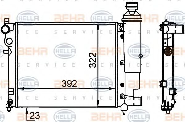 Радиатор, охлаждение двигателя BEHR HELLA SERVICE 8MK 376 701-684