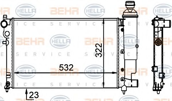 Радиатор, охлаждение двигателя BEHR HELLA SERVICE 8MK 376 701-694