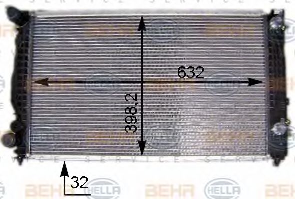 Радиатор, охлаждение двигателя BEHR HELLA SERVICE 8MK 376 704-911