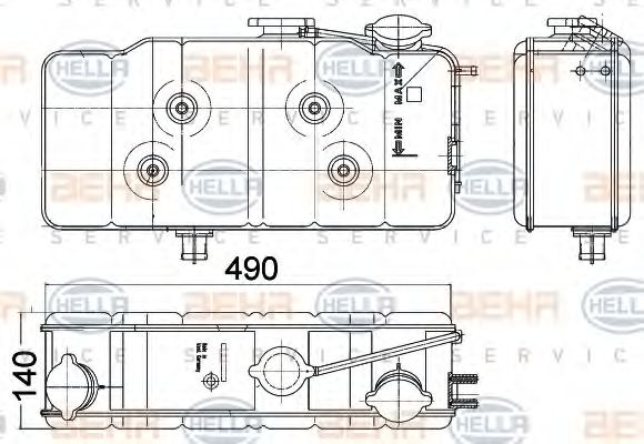 Компенсационный бак, охлаждающая жидкость BEHR HELLA SERVICE 8MA 376 705-181