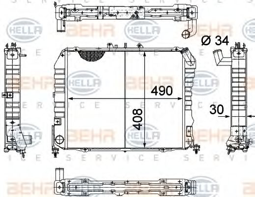 Радиатор, охлаждение двигателя BEHR HELLA SERVICE 8MK 376 705-701