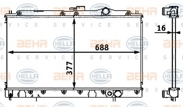 Радиатор, охлаждение двигателя BEHR HELLA SERVICE 8MK 376 708-111