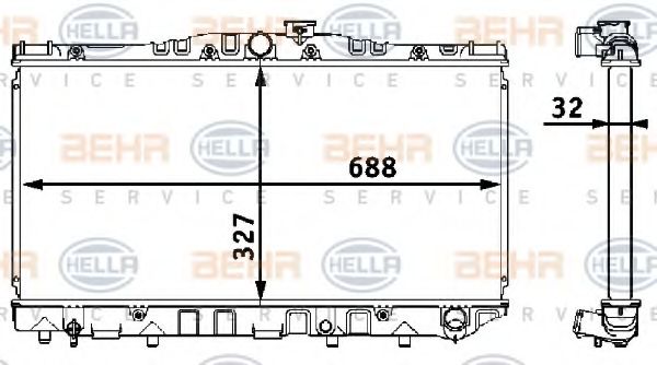 Радиатор, охлаждение двигателя BEHR HELLA SERVICE 8MK 376 708-181