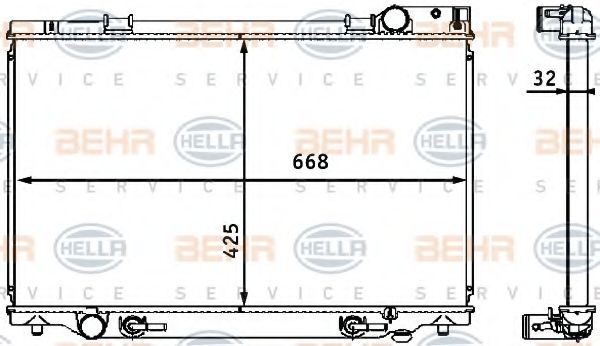Радиатор, охлаждение двигателя BEHR HELLA SERVICE 8MK 376 708-341