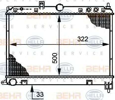 Радиатор, охлаждение двигателя BEHR HELLA SERVICE 8MK 376 708-581