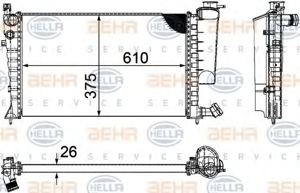 Радиатор, охлаждение двигателя BEHR HELLA SERVICE 8MK 376 710-264