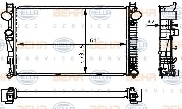 Радиатор, охлаждение двигателя BEHR HELLA SERVICE 8MK 376 710-291