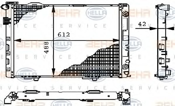 Радиатор, охлаждение двигателя BEHR HELLA SERVICE 8MK 376 711-101