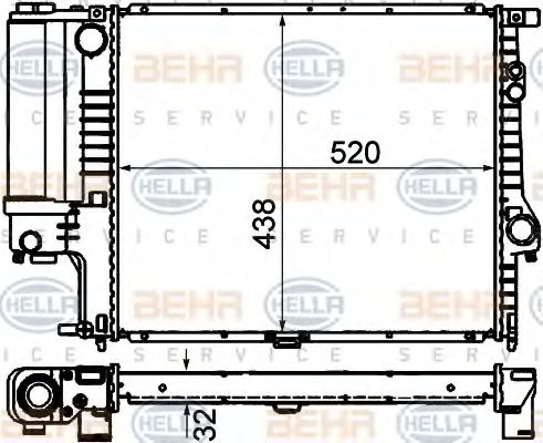 Радиатор, охлаждение двигателя BEHR HELLA SERVICE 8MK 376 711-134