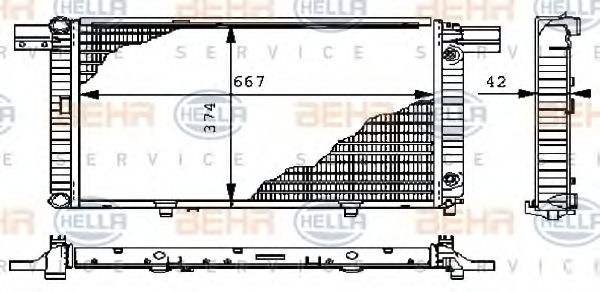 Радиатор, охлаждение двигателя BEHR HELLA SERVICE 8MK 376 711-451