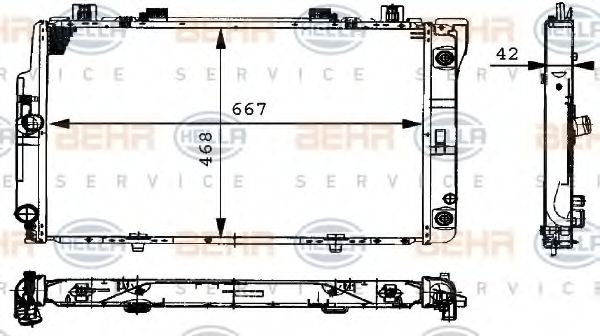 Радиатор, охлаждение двигателя BEHR HELLA SERVICE 8MK 376 711-521