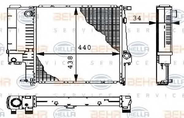 Радиатор, охлаждение двигателя BEHR HELLA SERVICE 8MK 376 711-571