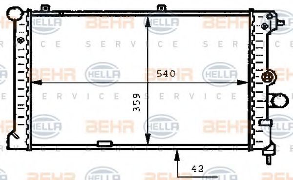 Радиатор, охлаждение двигателя BEHR HELLA SERVICE 8MK 376 711-791