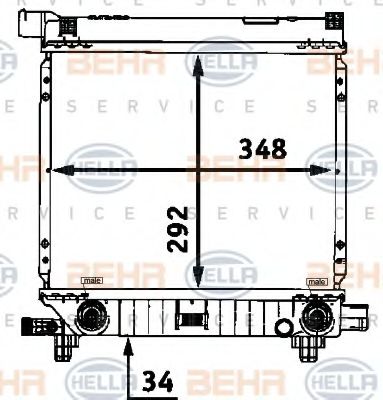 Радиатор, охлаждение двигателя BEHR HELLA SERVICE 8MK 376 712-161