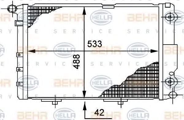 Радиатор, охлаждение двигателя BEHR HELLA SERVICE 8MK 376 712-464