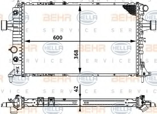 Радиатор, охлаждение двигателя BEHR HELLA SERVICE 8MK 376 713-011