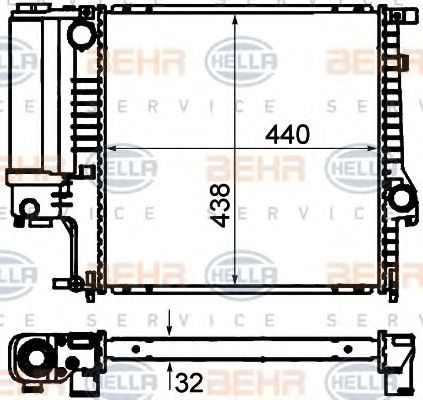 Радиатор, охлаждение двигателя BEHR HELLA SERVICE 8MK 376 713-121