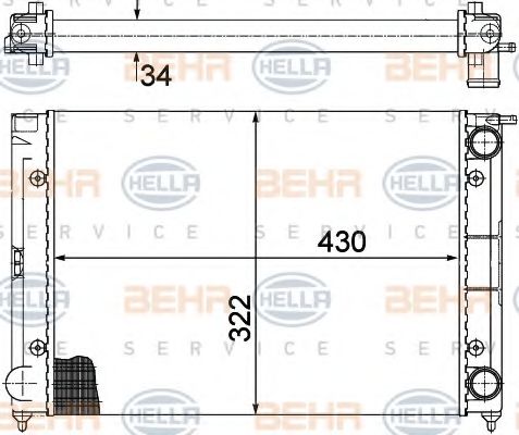 Радиатор, охлаждение двигателя BEHR HELLA SERVICE 8MK 376 713-331