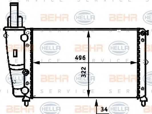 Радиатор, охлаждение двигателя BEHR HELLA SERVICE 8MK 376 713-381