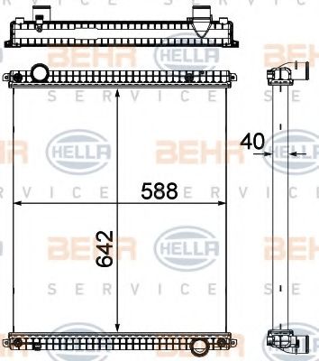 Радиатор, охлаждение двигателя BEHR HELLA SERVICE 8MK 376 714-231