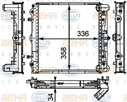 Радиатор, охлаждение двигателя BEHR HELLA SERVICE 8MK 376 714-291