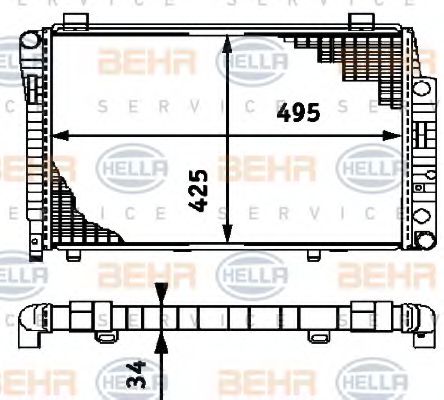 Радиатор, охлаждение двигателя BEHR HELLA SERVICE 8MK 376 714-551