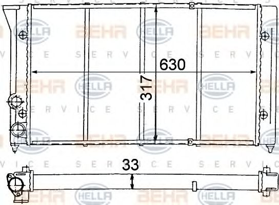 Радиатор, охлаждение двигателя BEHR HELLA SERVICE 8MK 376 714-691