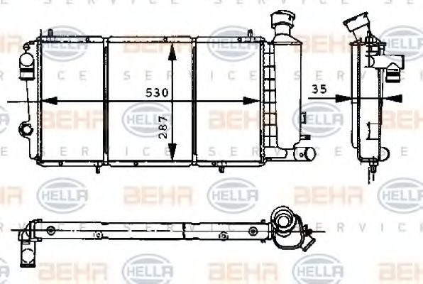 Радиатор, охлаждение двигателя BEHR HELLA SERVICE 8MK 376 715-371