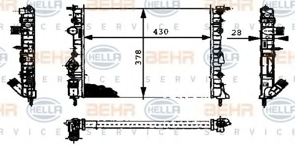 Радиатор, охлаждение двигателя BEHR HELLA SERVICE 8MK 376 716-164