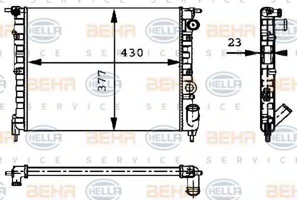 Радиатор, охлаждение двигателя BEHR HELLA SERVICE 8MK 376 717-271