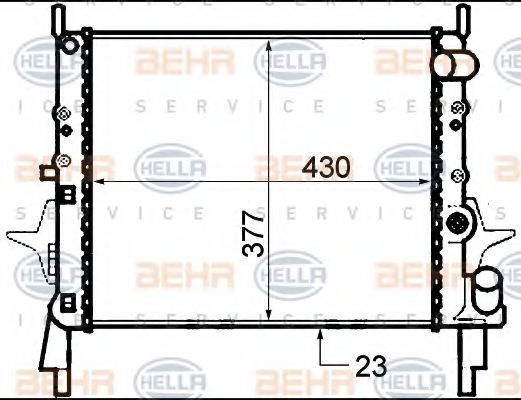 Радиатор, охлаждение двигателя BEHR HELLA SERVICE 8MK 376 717-341