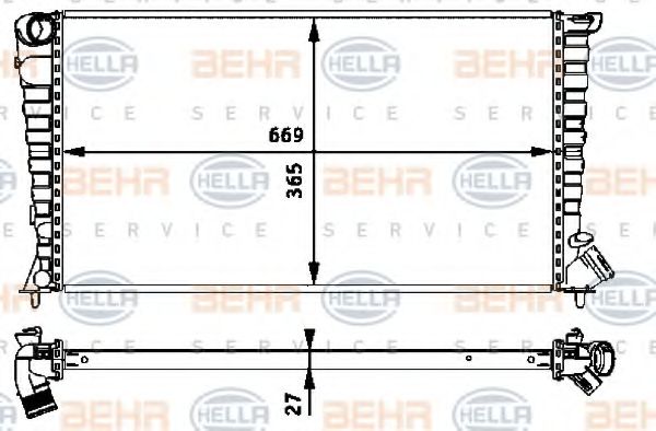 Радиатор, охлаждение двигателя BEHR HELLA SERVICE 8MK 376 717-601