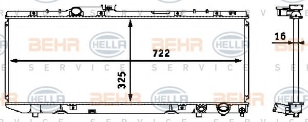 Радиатор, охлаждение двигателя BEHR HELLA SERVICE 8MK 376 718-401