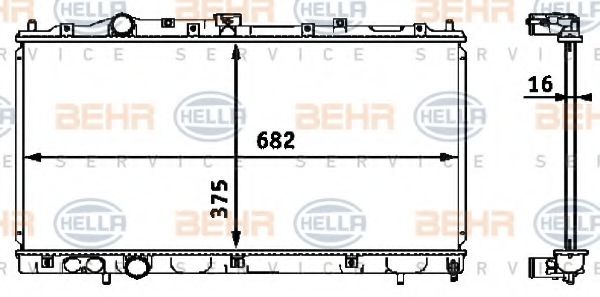 Радиатор, охлаждение двигателя BEHR HELLA SERVICE 8MK 376 718-411